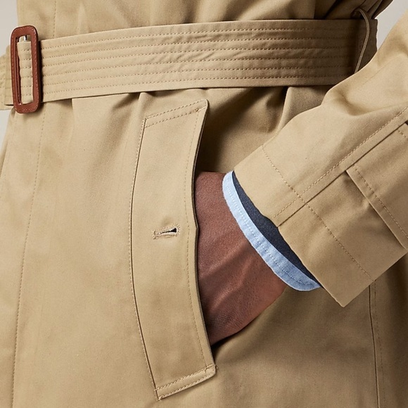 NWT Mens JCrew Ludlow tan trench coat car coat rain jacket cotton Khaki BS470 - Picture 6 of 13